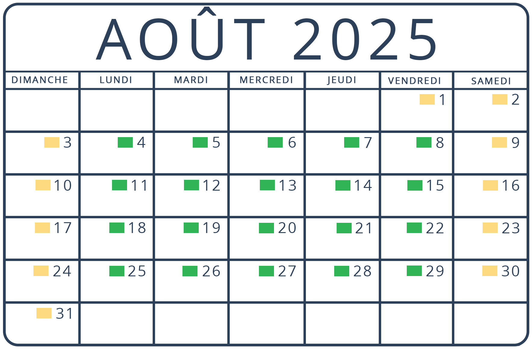 calendrier août 2025