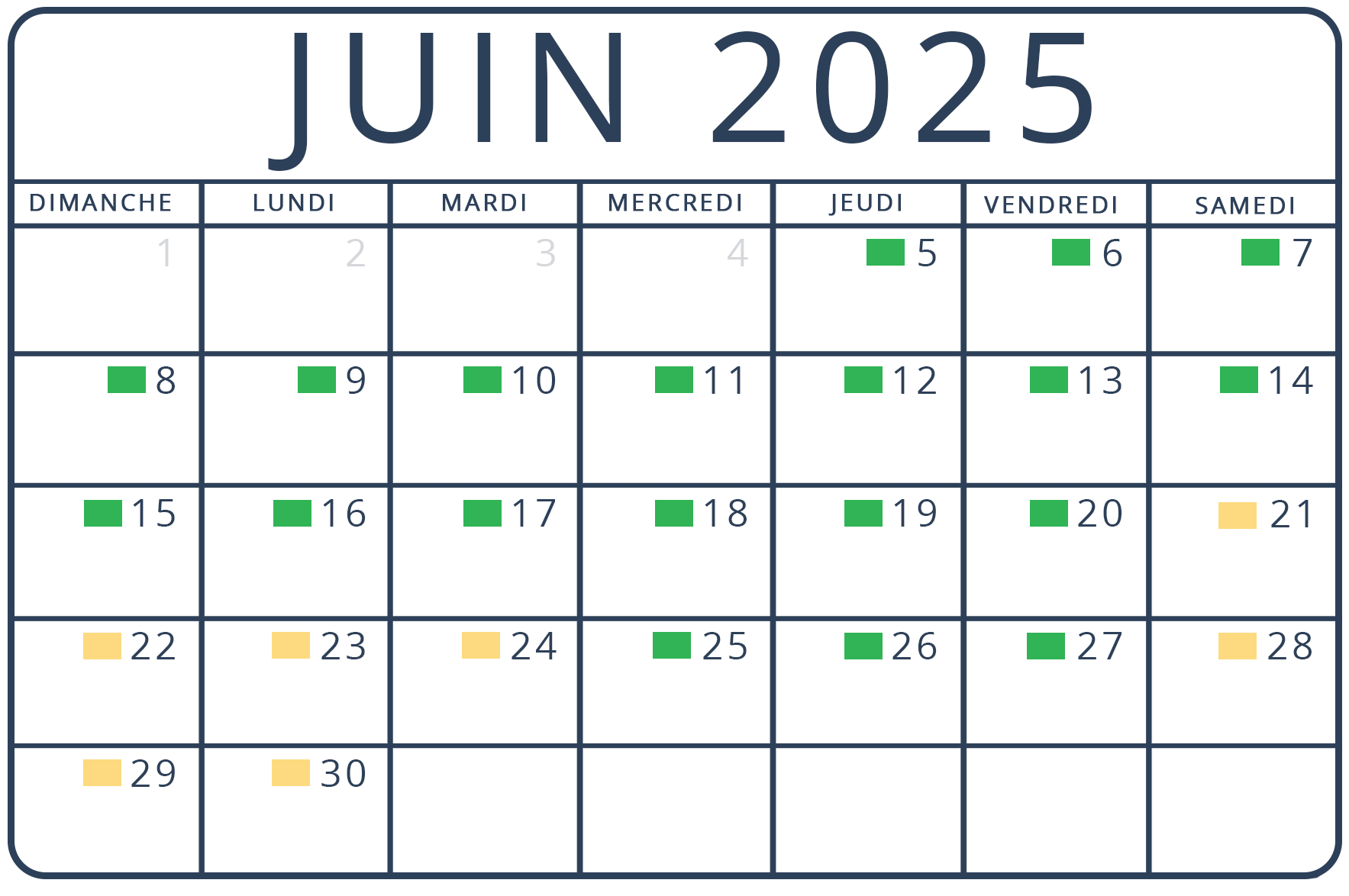 calendrier juin 2025